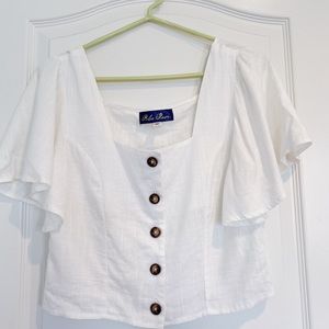 Francesca’s Square Neck Blouse - White - Size M